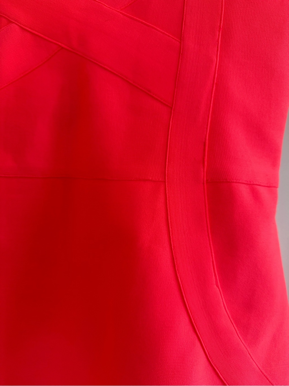 NWT Fashion Nova Elise Bandage Midi Dress Neon Coral Pink Size 1X - Picture 2 of 7